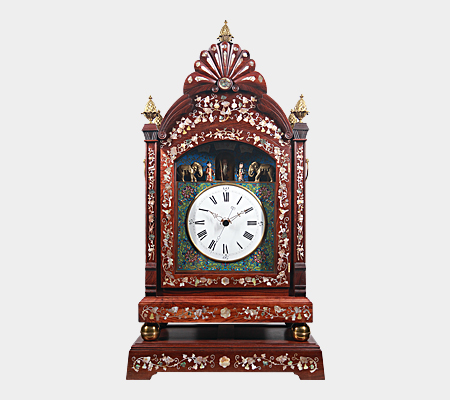 Red Sandalwood Clock with immortals congratulating on longevity